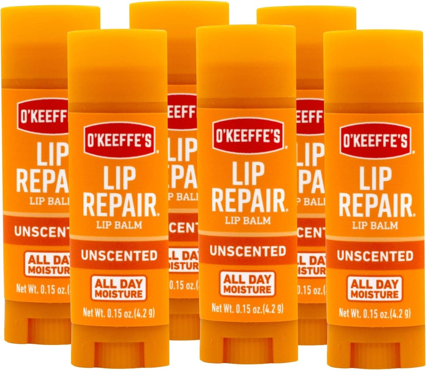 OKeeffes Unscented Lip Repair Lip Balm for Dry Cracked Lips Stick Pack of 6