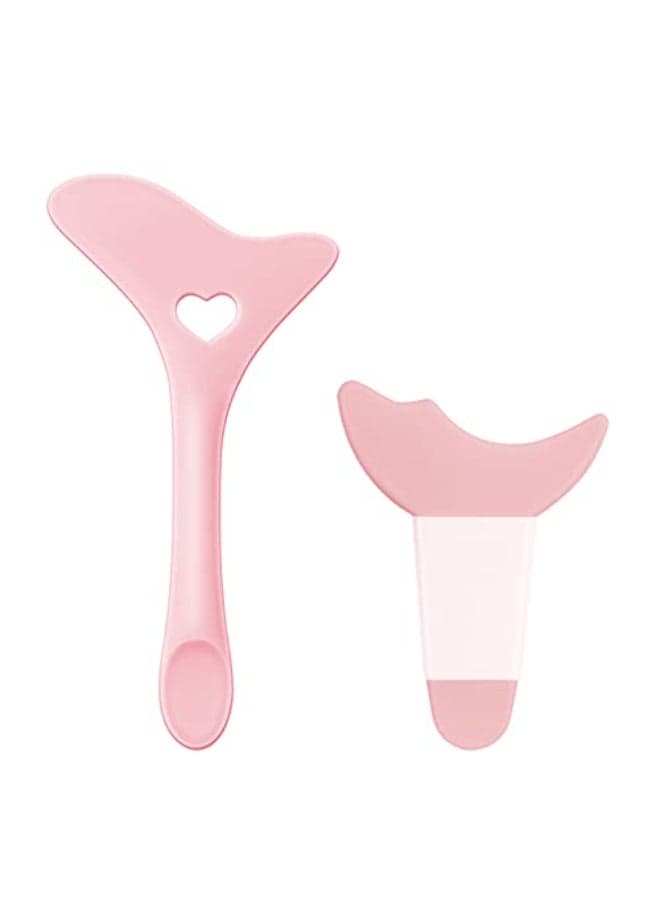 SUMEITANG Eyeliner Stencils 2Pcs Reusable Silicone Eyeliner Aid Mascara Shield Multifunctional Makeup Stencil for Beginners Eye Liner Eyelash Eyeshadow Lipstick Applicator Guide Tool Pink