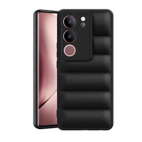 Plus Puffer Case Camera Protection Soft Back Cover for Vivo V29 | V29 Pro 5G - Black