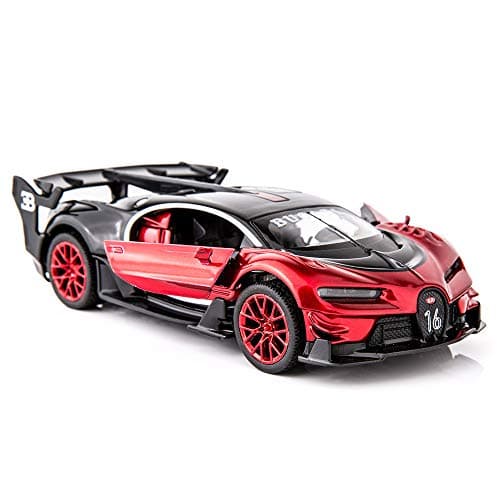 BDTCTK Bugatti Vision GT Supercar 1/32 Zinc Alloy Die Casting Pull Back Car Model Toy Sound and Light for Boy Girl Gift (red)