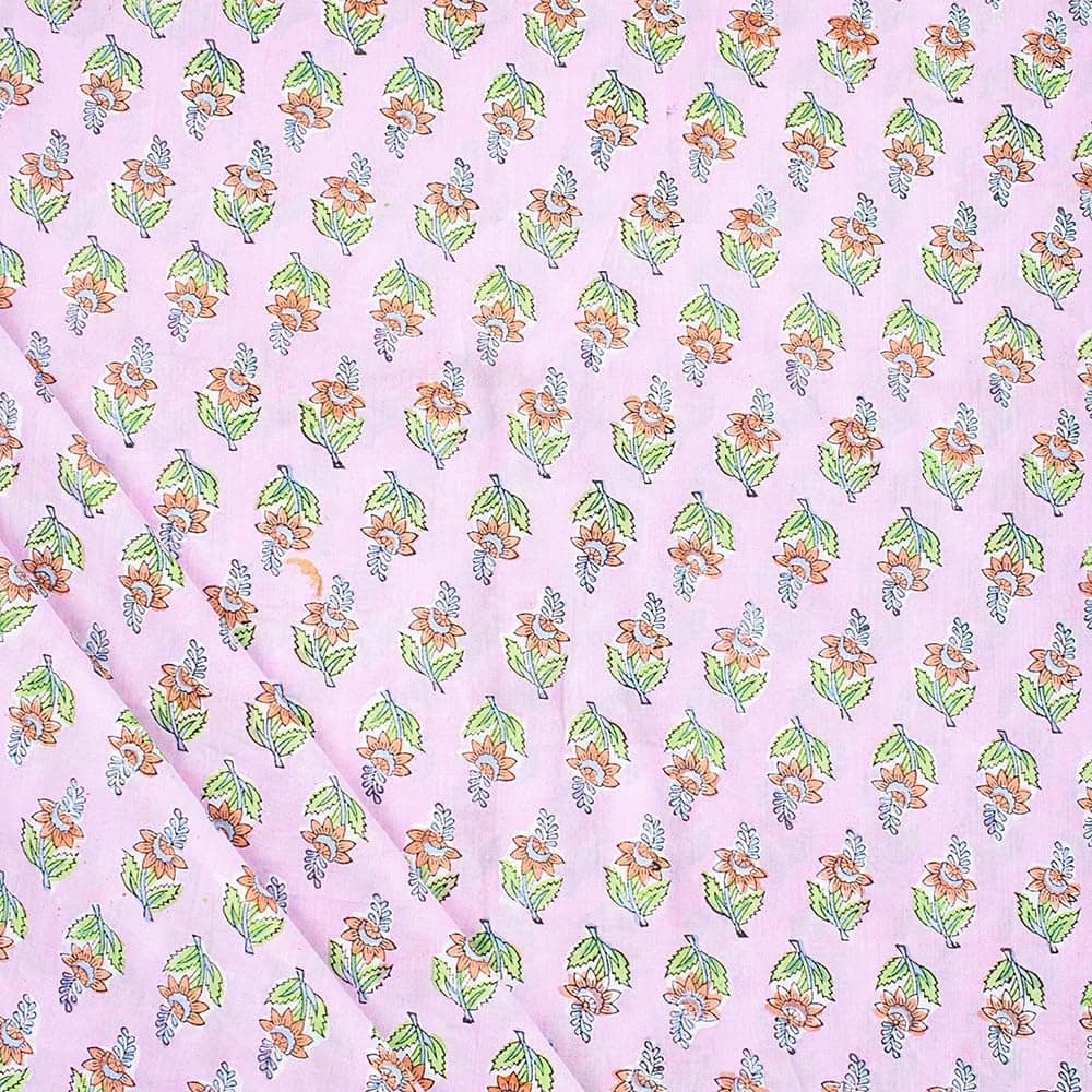 DMAASA Hand Block Print Pure Cotton Fabric Piece Craft and Dress Making Cloth Piece Long 44 Inch Wide Clothing Piece for Women Kurti Top Men Shirt Cushion Pillow and Table Cover 5 Meter