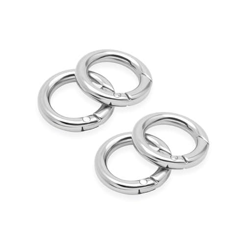 CRAFTMEMORE Metal O Ring Spring Opening Purse Making Snap Trigger ORings Clip Key Ring Holder Purse Hardware 4pcs SCOS 58 inch Silver