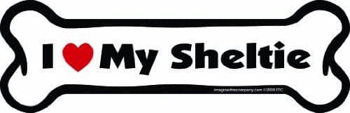 Imagine This Company I Love My Breed Bone Shaped Pet Magnet; Removable Magnets for Cars, Fridges, Lockers & More, Stylish Pet Inspired Car Accessories, 2 x 7 inches, 1 Item, White/Black, Sheltie
