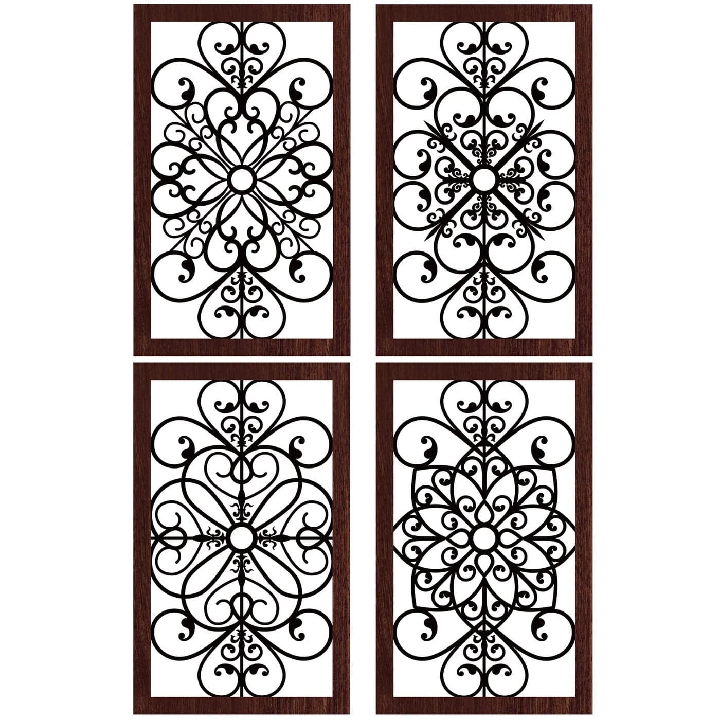4 Pieces Thicken Rustic Wall Decor Modern Farmhouse Wooden Hollow Carved Design Wall Art for Living Room Bedroom Hallway Decor Office Kitchen Wall Decoration Traditional Style