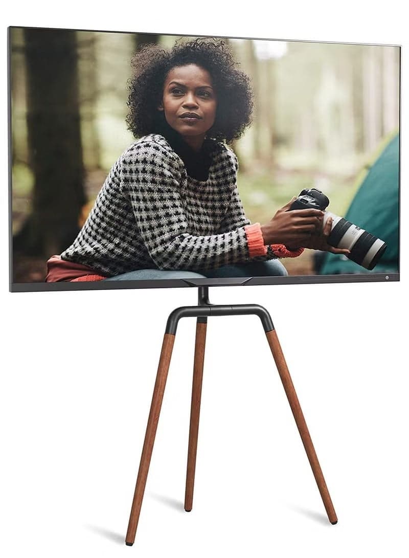 Tripod TV Screen Floor Stand for 45-65 Inch TVs, Portable Swivel TV Stand Mount, 360° Swivel & Height Adjustable Monitor Stand,Concealed Cable Management, Max Load 40Kg,Black