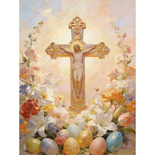 Gamteldot Easter Diamond ArtCross Diamond Art Kits for Adults BeginnerDIY Easter Eggs Diamond Painting Kits 5D Full Drill Gem Art Craft with Complete Toolsfor Home Wall Decor and Gift12x16in