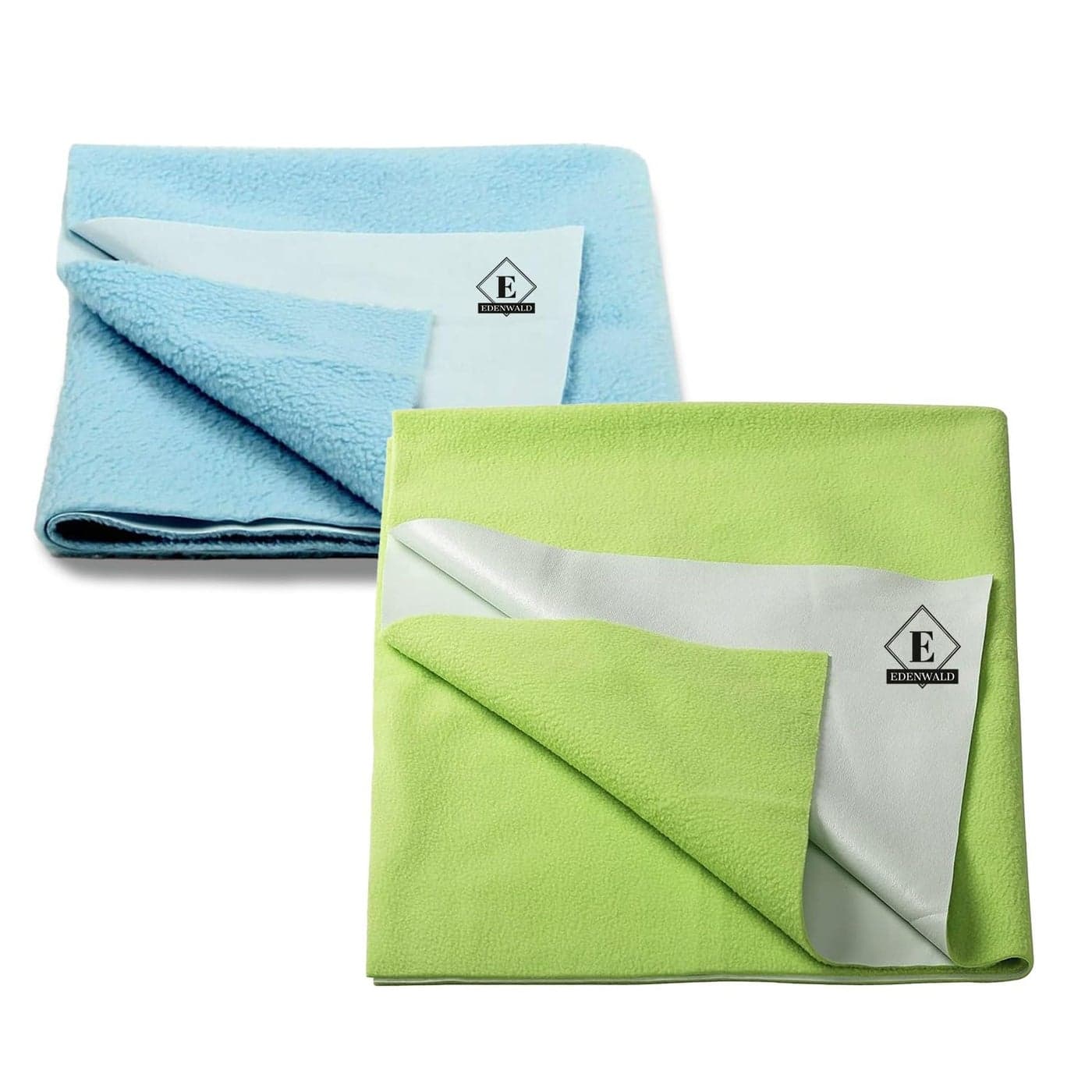 Edenwald Quick Dry Sheet for Babys Extra Absorbent Fast Dry Sheet Bed Protector Waterproof Mattress Protector Underpad Sheet Pack of 2 Medium 100cm x 70cm Mint GreenSky Blue