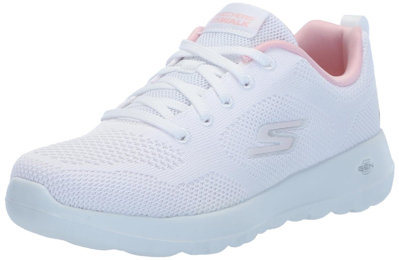 Skechers Women's Go Walk Joy Violet Sneaker, White/Pink, 5