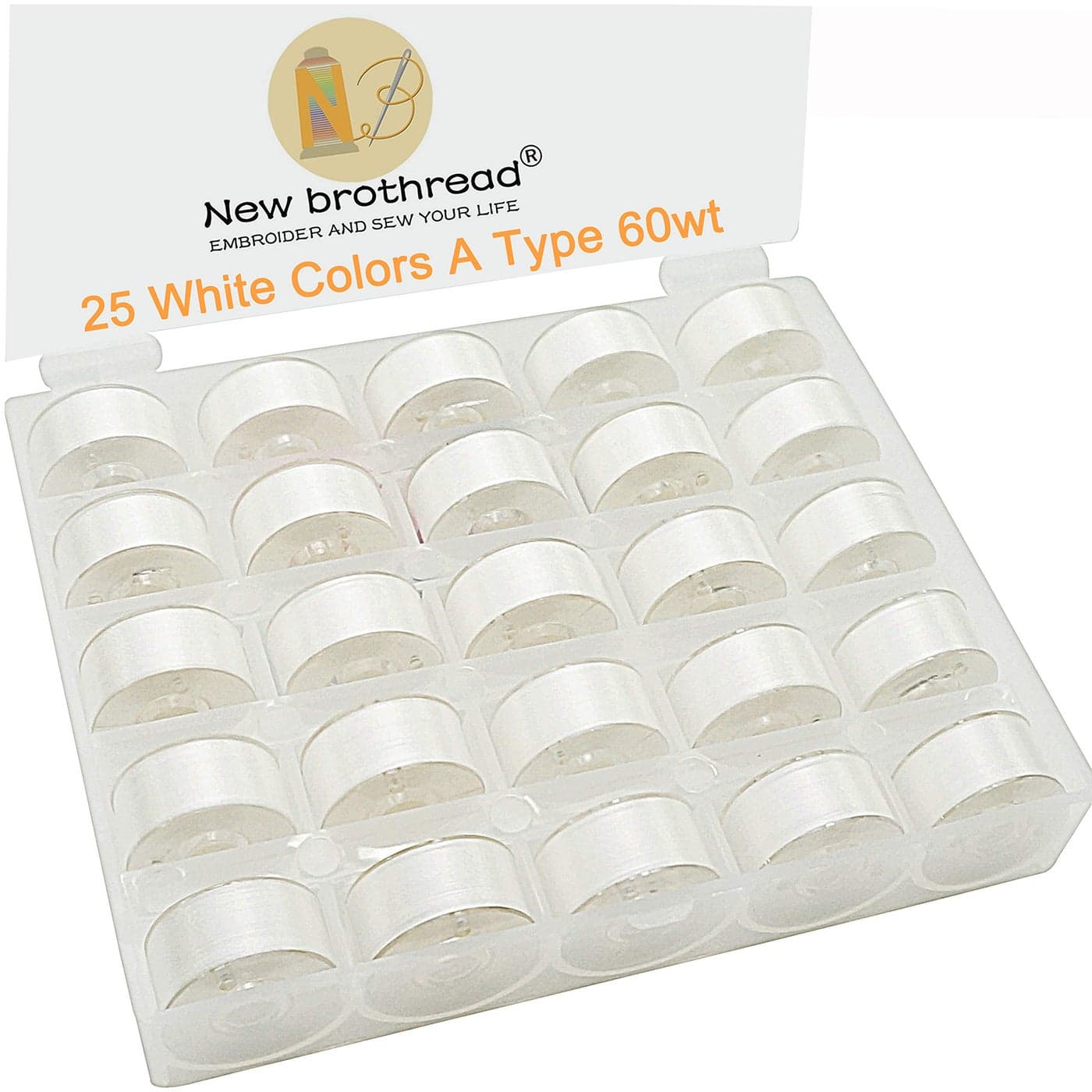 New brothread 25pcs White 70D2 60WT Prewound Bobbin Thread Plastic Size A SA156 for Embroidery Sewing Machines DIY Embroidery and Sewing Thread