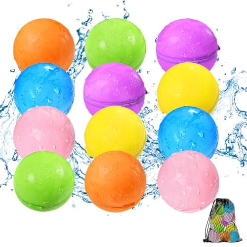 Reusable Water Balloons 12PCS Summer Water Toys for Pool Beach Outdoor SelfSealing Refillable Water Bombs for Kids Ages 314 Magnetic Splash Balls for Kids Fun Games Activities