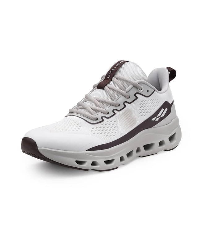 Bacca Bucci Balance Men’s Sports Sneakers | Ultra-Light Jacquard Running Shoes with Cushioned Rebound Sole Cream Beige UK 9