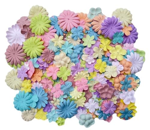 DUONGJAIS BRAND 100 Pcs Handmade Mixed Mulberry Paper Flowers 18 mm 15 Inch Scrapbooking Wedding DIY Craft Supplies Card Pastels Tone