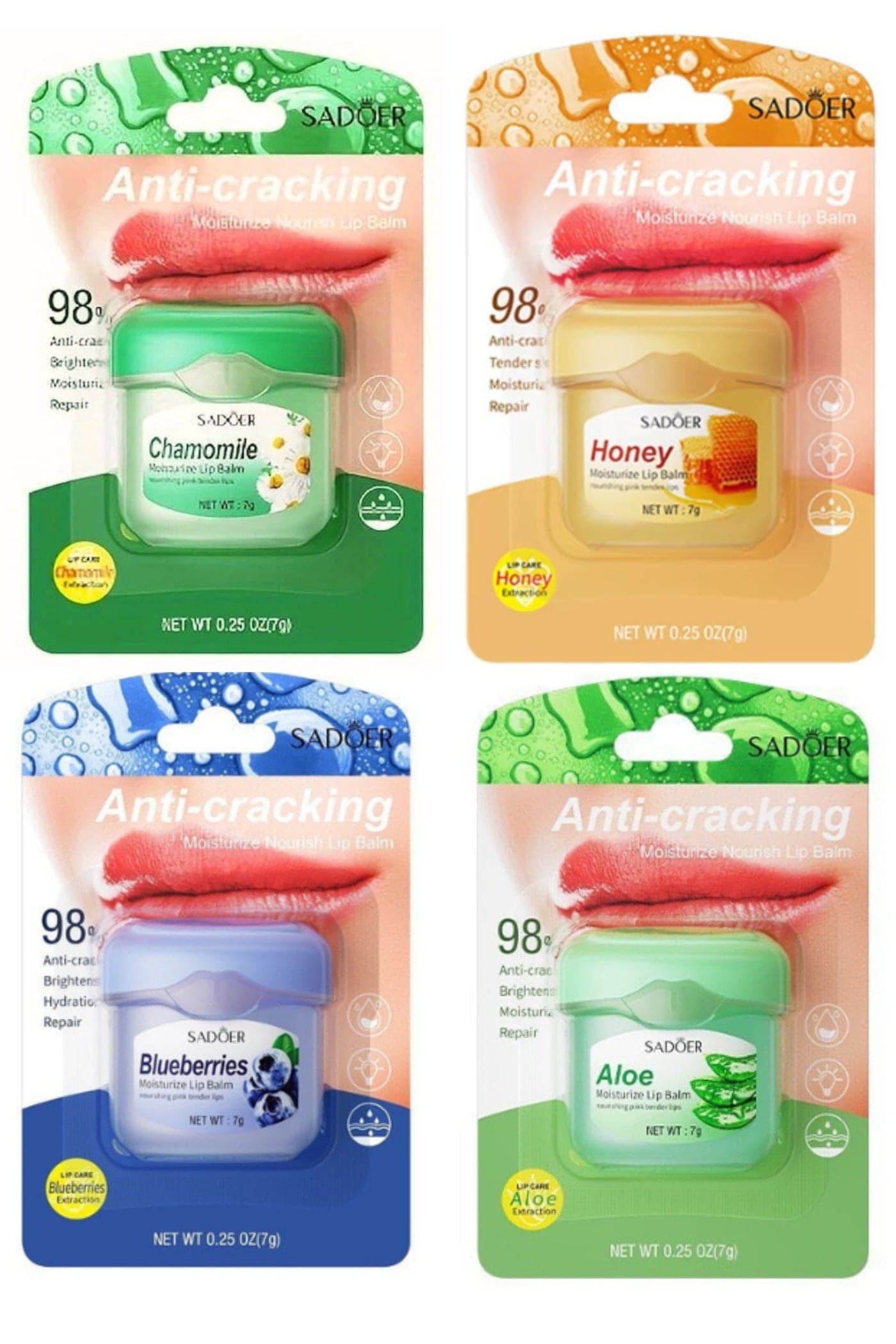 Lip Balm Pack of 4 Assorted Flavours 25 gm Each Natural Moisturizing Anti Cracking Lip Care