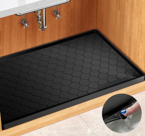 Winisok Silicone Under Sink Mat 31 x 22 kitchen Essentials and Gadgets Shelf liner and Cabinet Protector Home Organizers and Storage Waterproof Bathroom Tray