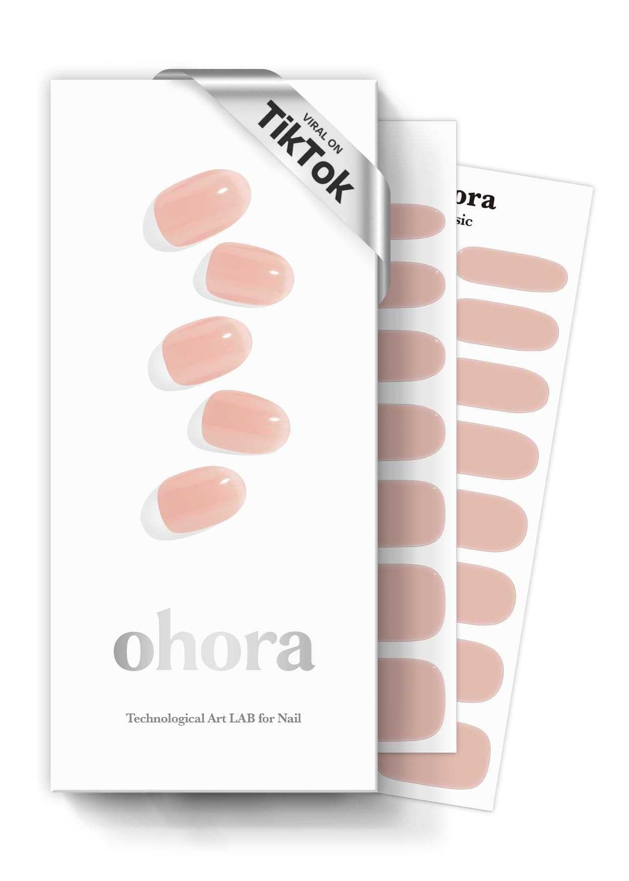 ohora Semi Cured Gel Nail Strips N Bare Apricot Nude Solid Works with Any UVLED Lamps SalonQuality Long Lasting Easy to Apply Remove Includes 2 Prep Pads Nail File Wooden Stick