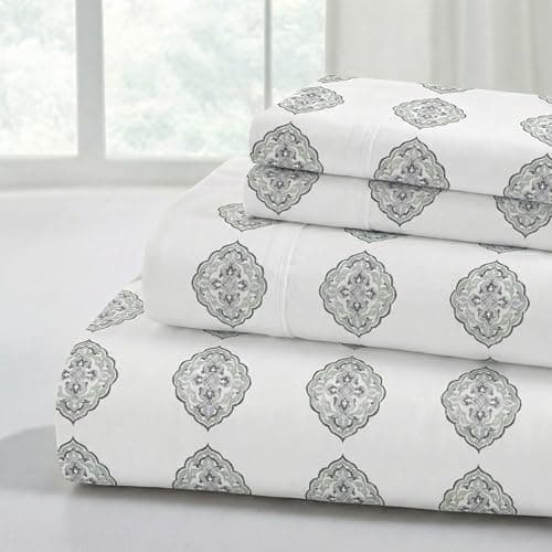 Modern Threads Printed 3-Piece Extra Soft Bedding Sheets & Pillowcase Set, Deep Pocket up to 16 inch Mattress Claire Twin