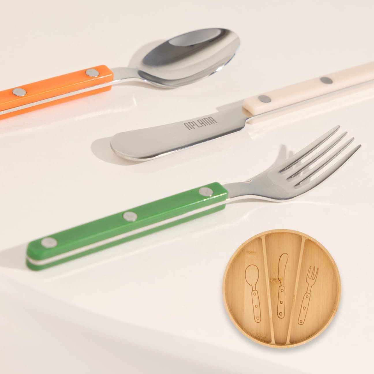 Kids Silverware Set Stainless Steel Toddler Silverware with Bamboo Organizer Montessori Kids Utensils 10 Piece Cutlery Set with Forks Spoons Knives Children Safe Metal Flatware