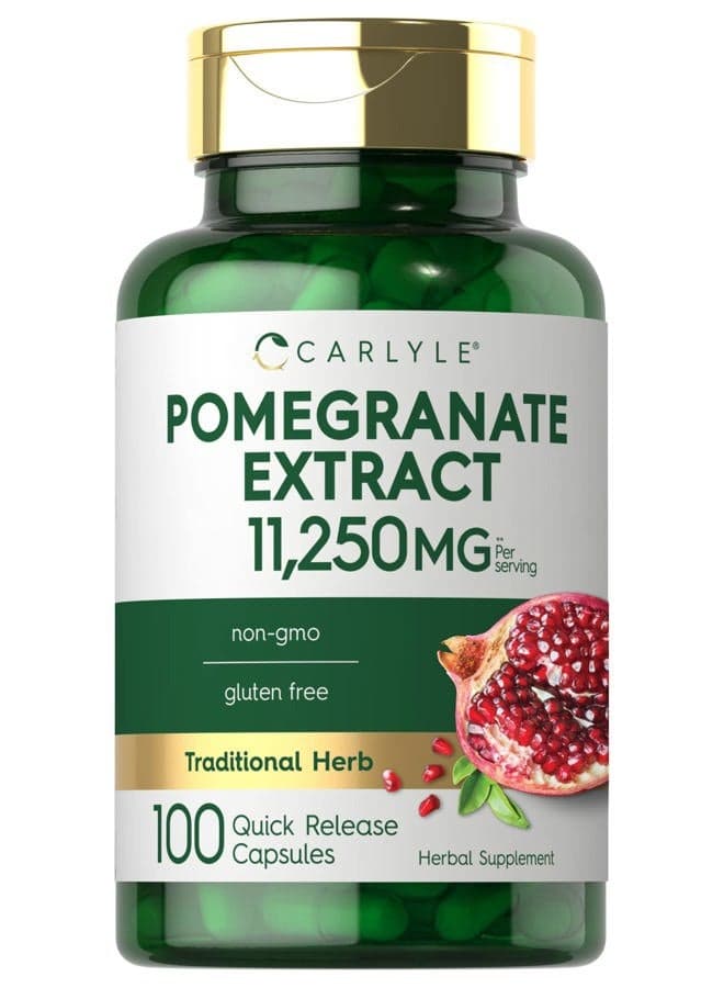 Pomegranate Extract | 11250mg | 100 Capsules | Non-GMO, Gluten Free Supplement | Traditional Herb