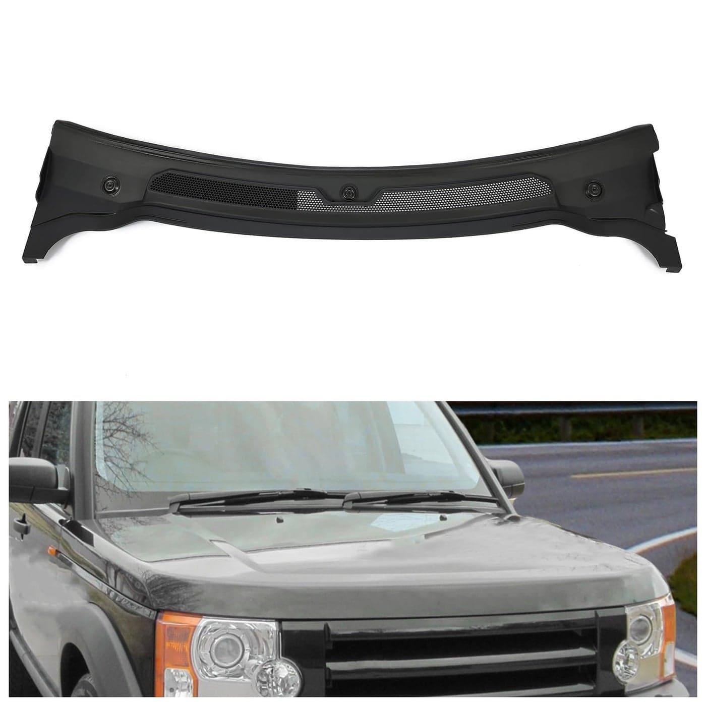HECASA Windshield Cowl Vent Panel Compatible with 20052016 Land Rover LR3 LR4 Range Rover Sport Replace for LR096164 Air Intake Grille Wiper Cover Replacement Plastic Rubber Black