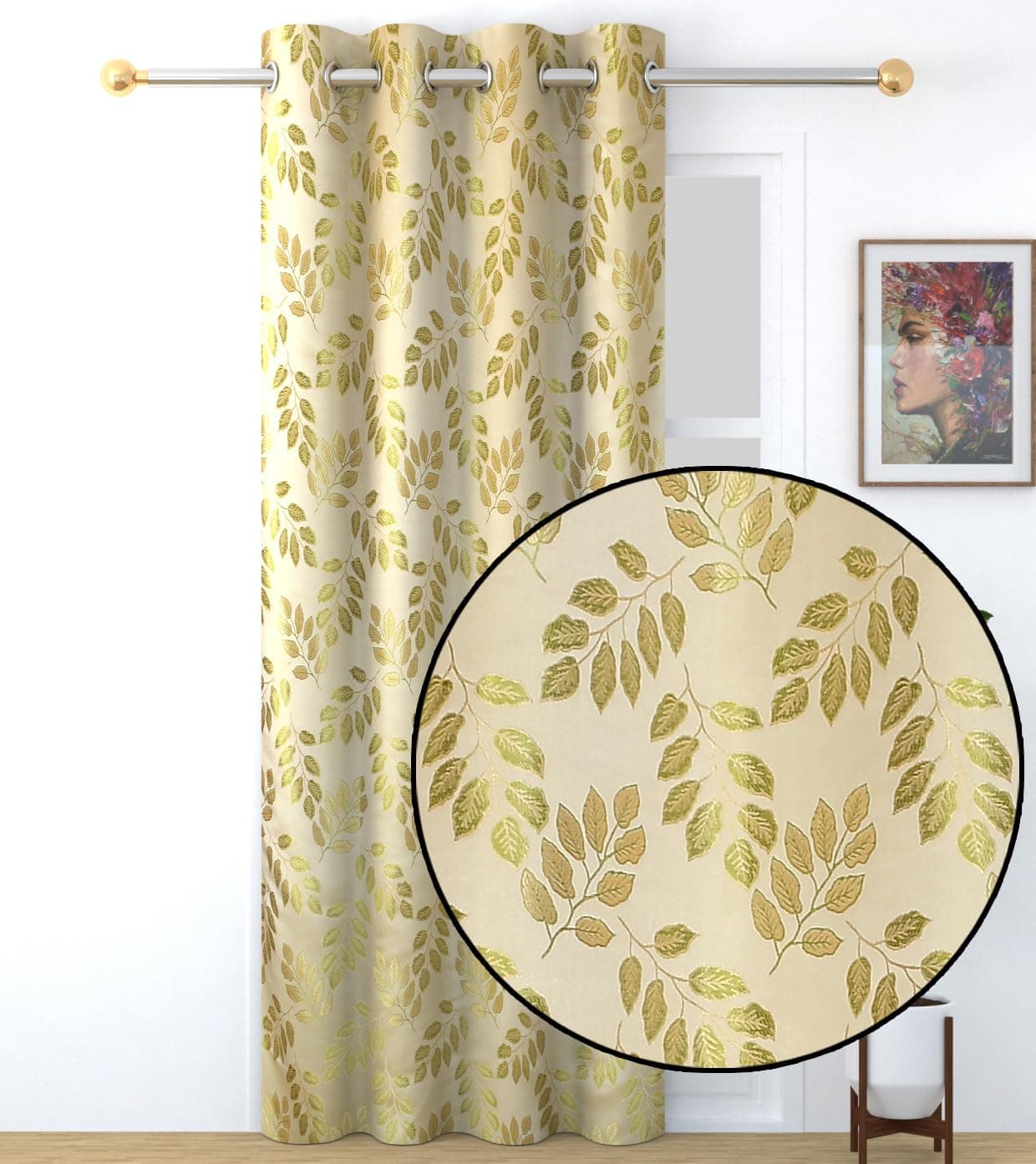 FRESH FROM LOOM Premium Window Room Darkening Curtains 5 Feet Long,Window Curtain,Jacquard Polyester Weaved Parda,Latest Modern Parde for Living Room Bedroom,Home Screens,Eyelet Ring(Green,1pc,5 Feet)
