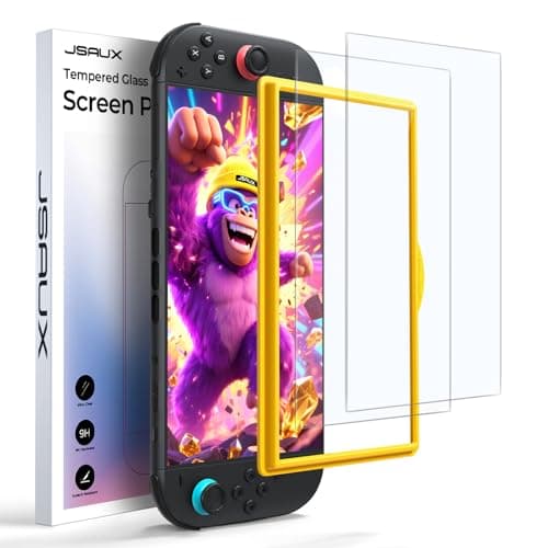 JSAUX 2-Pack Anti-Glare Screen Protector for Nintendo Switch 2, Matte Tempered Glass Protector Easy to Install with Guiding Frame 9H Hardness Scratch Resistant Accessories for Switch2