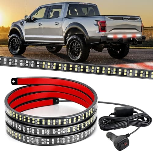 Nilight 60 Inch Truck Tailgate Strobe Light Strip Tail Emergency Bar Rear Window Warning Lamp Ultra-Bright Double Row 360 LED for Pickup Trailers Construction Vehicles Car SUV, Red White