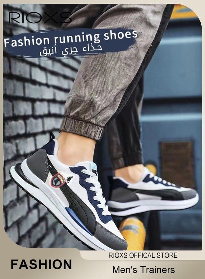 Men's Sports Shoes, Classic Lace-up Low Top Sneaker, Breathable Comfortable Athletic Shoes, Lightweight Walking Sneakers, Comfort Fitness Shoes for Male, Men's Trainers for Running Jogging Hiking, Fashion Footwear Mens Athlesiure Trainers