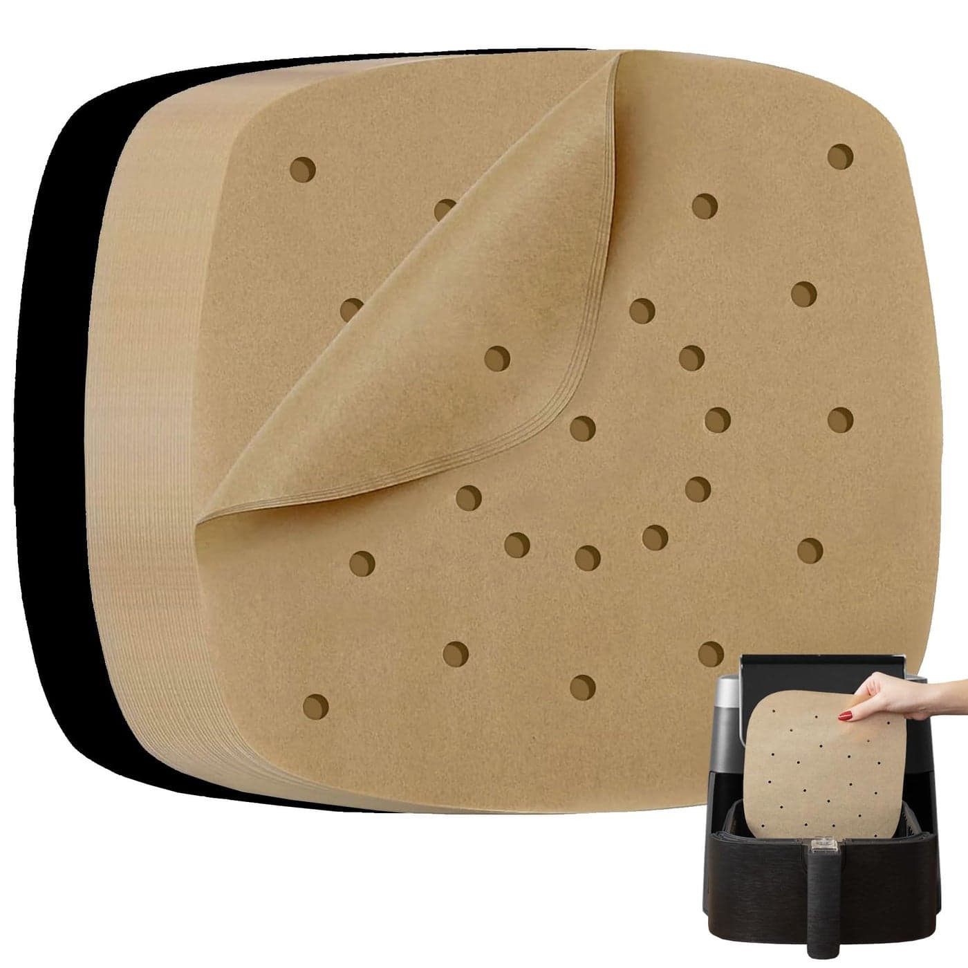 Parchment Paper Sheets for Ninja Air Fryer Pro XL 6in1 65 qt Extra Large Square Liners for Air Fryer Natural Unbleached Pre Cut Square Paper Liners for Airfryers Toaster Ovens and Oven Trays