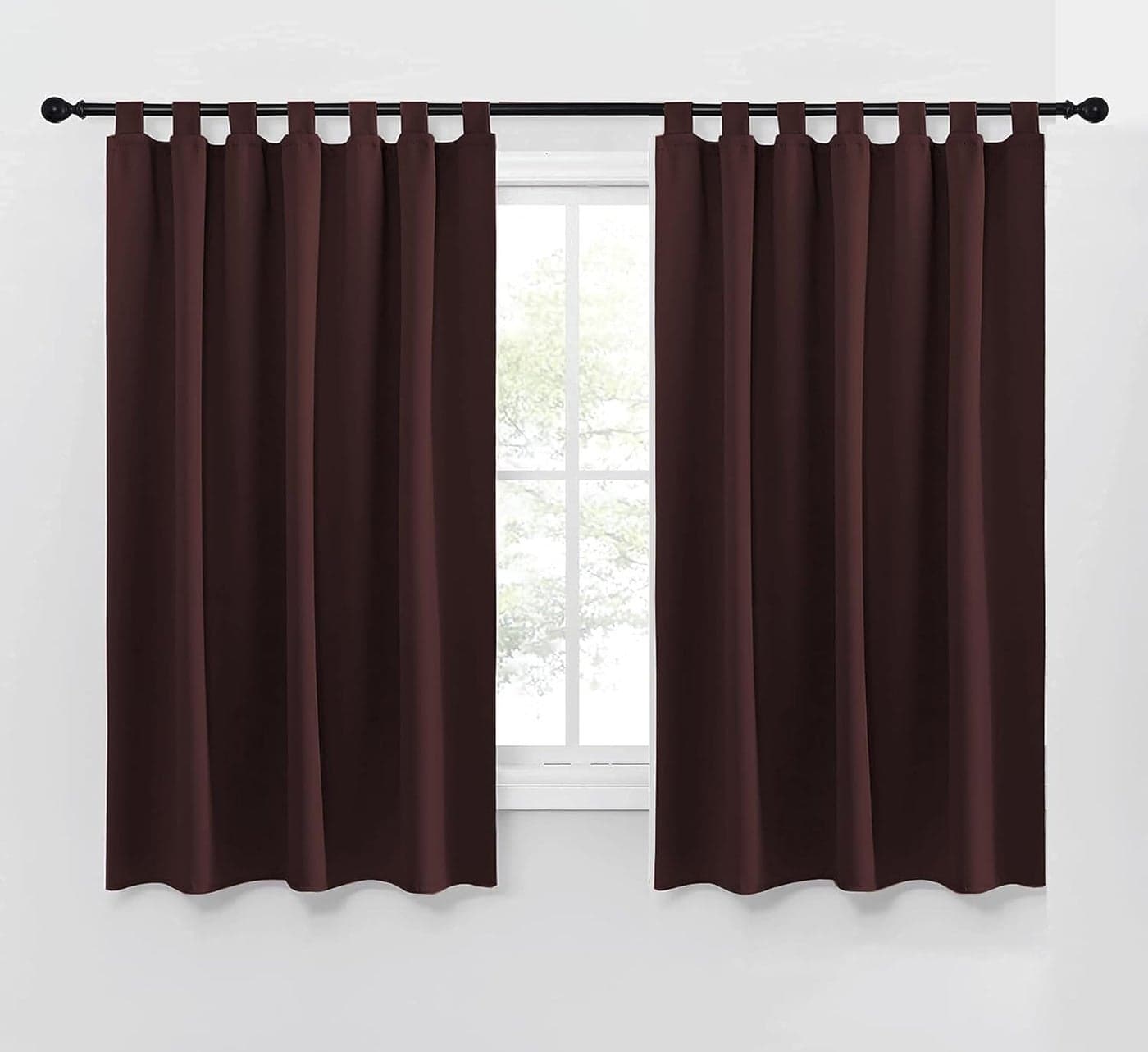 GREEN DECOR Waterproof Sun Blockage Top Style Loop Windproof Room Darkening WindowDoor Curtains for BedroomLiving RoomBalcony IndoorOutdoor Curtain Coffee 45X45 Feet Pack of 2