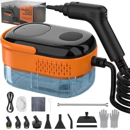 Koutop Steam Cleaner for Home & Car-Portable Handheld Steamer for Cleaning with 3-Level Handle, 15s Heat-Up, Large Tank, 16 Accessories - Clean Grease, Grout, Tile, Floor, Couch, Dirt, Furniture