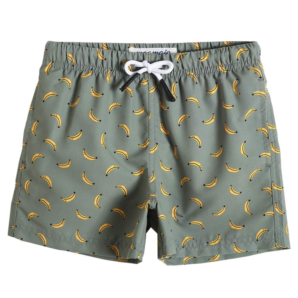 maamgic Boys Swim Trunks Toddler Swim Shorts Little Boys Bathing Suit Swimsuit Toddler Boy Swimwear,Banana-Matcha Green,4 T