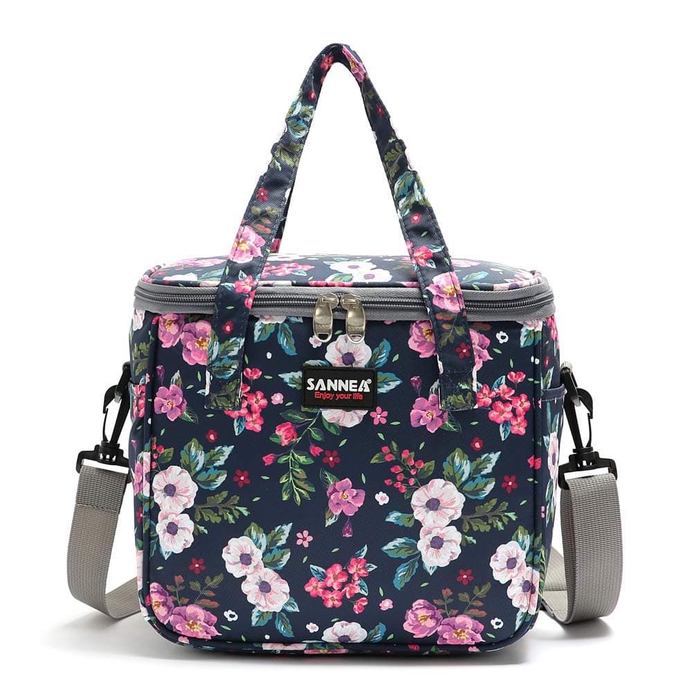 Aschar Reusable Insulated Thermal Lunch Bag Cute Lunch Box for Adult Women Work Office Outdoor Travel Picnic Beach BBQ party (Floral)