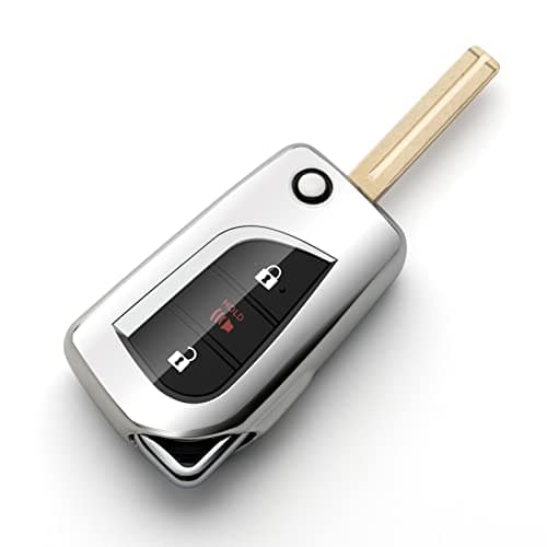 ZSPDACC Key Fob Cover Compatible with Toyota Key Fob Cover for Camry RAV4 Chr Corolla iM Silver Car Key Protector Holder Accessories