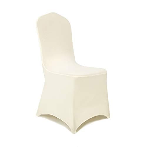 Peomeise 12pcs Stretch Spandex Chair Cover for Wedding Party Dining Banquet Event (Ivory, 12)