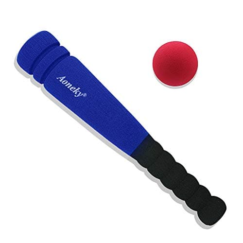 Aoneky Soft Foam Baseball Bat and Ball Set for Toddlers 13 118 Inch AllFoam Safety T Ball Toy for Indoor Outdoor Play Lightweight Mini Bat with Easy Grip Blue