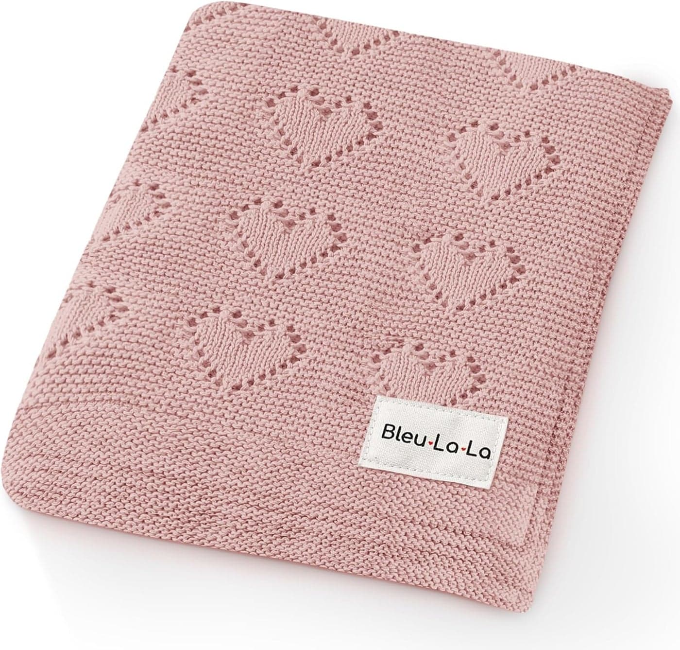 Swaddling Blanket for Girls 100 Luxury Cotton Knit Heart Baby Blanket Soft Warm Cozy Swaddle Receiving Stroller Crib Receiving Blanket for Newborns Infants Toddlers Pink 02 Years