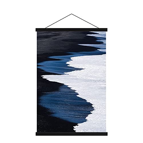 Ywlake Magnetic Poster Hanger, 12x18 12x16 12x24 Poster Frame Wood Wooden Magnet Print Posters Dowel Scroll Hanger Hangers Hanging Kit for Walls Map Canvas Artwork (Black, 12")