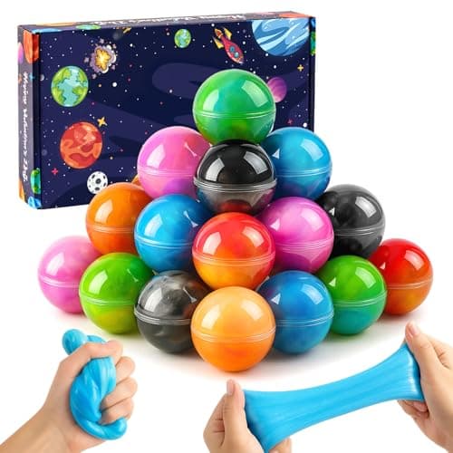Funewest 28 Pack Slime Party Favors with Galaxy Slime Ball NonSticky Mess Free Stretchy Sensory Putty Toys Stress Relief Classroom Prizes for Girls and Boys Kids Party Supplies