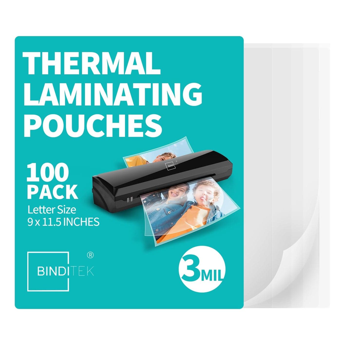 Binditek 100 Pack 3 Mil Thermal Laminating Pouches 9x115 Inches Laminating Sheets for Letter Size Ultra Clear Glossy Hold 85x11 Inches Heat Seal Office School Supplies