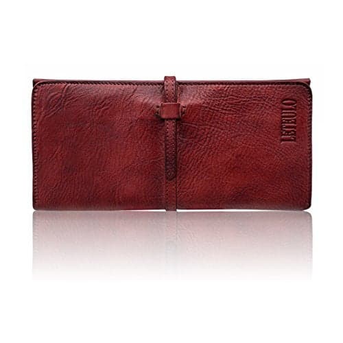 Wallets for Women Genuine Leather Card Organizer Dip Dye Coin Purse Ladies Ultrathin Wallets (879,RED)