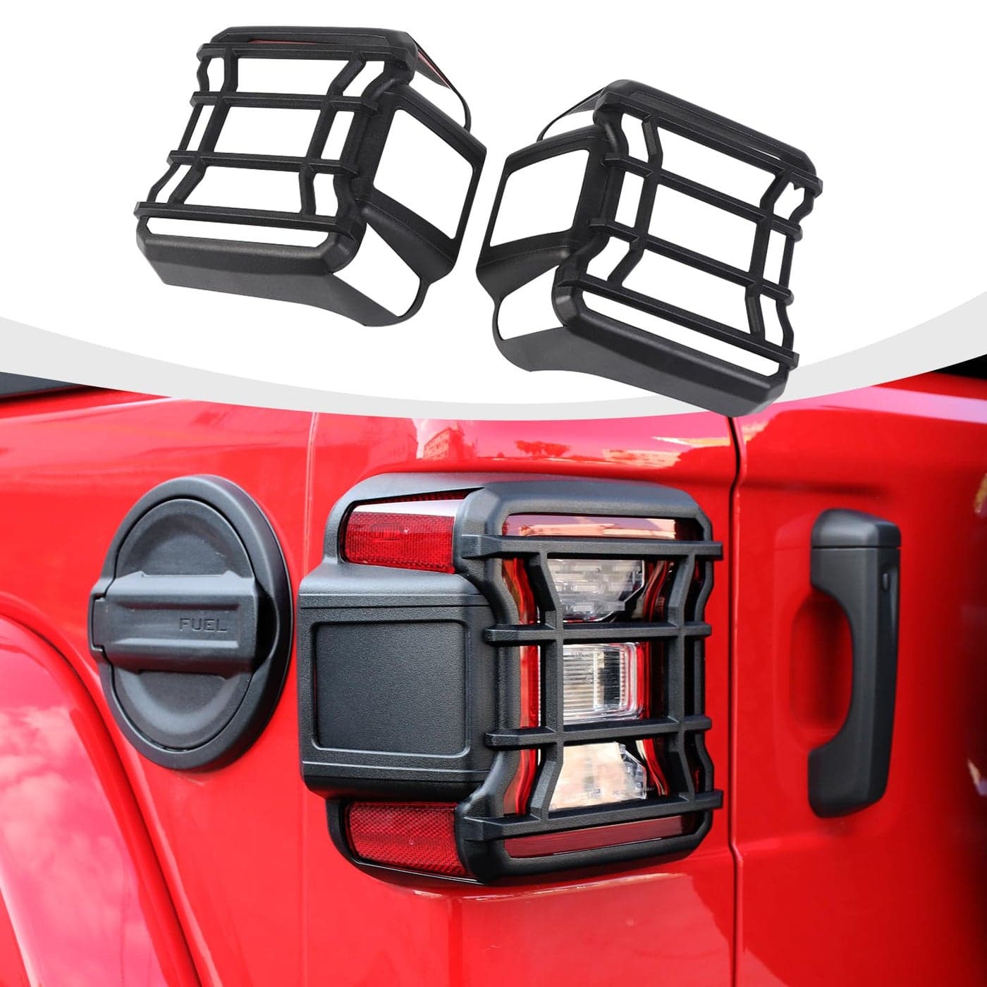 RAZPOY JL Tail Light Covers ABS Rear Light Lamp Guards Trim Compatible with 20182024 Jeep Wrangler JL Black Fit for LED Light Version Without Frame