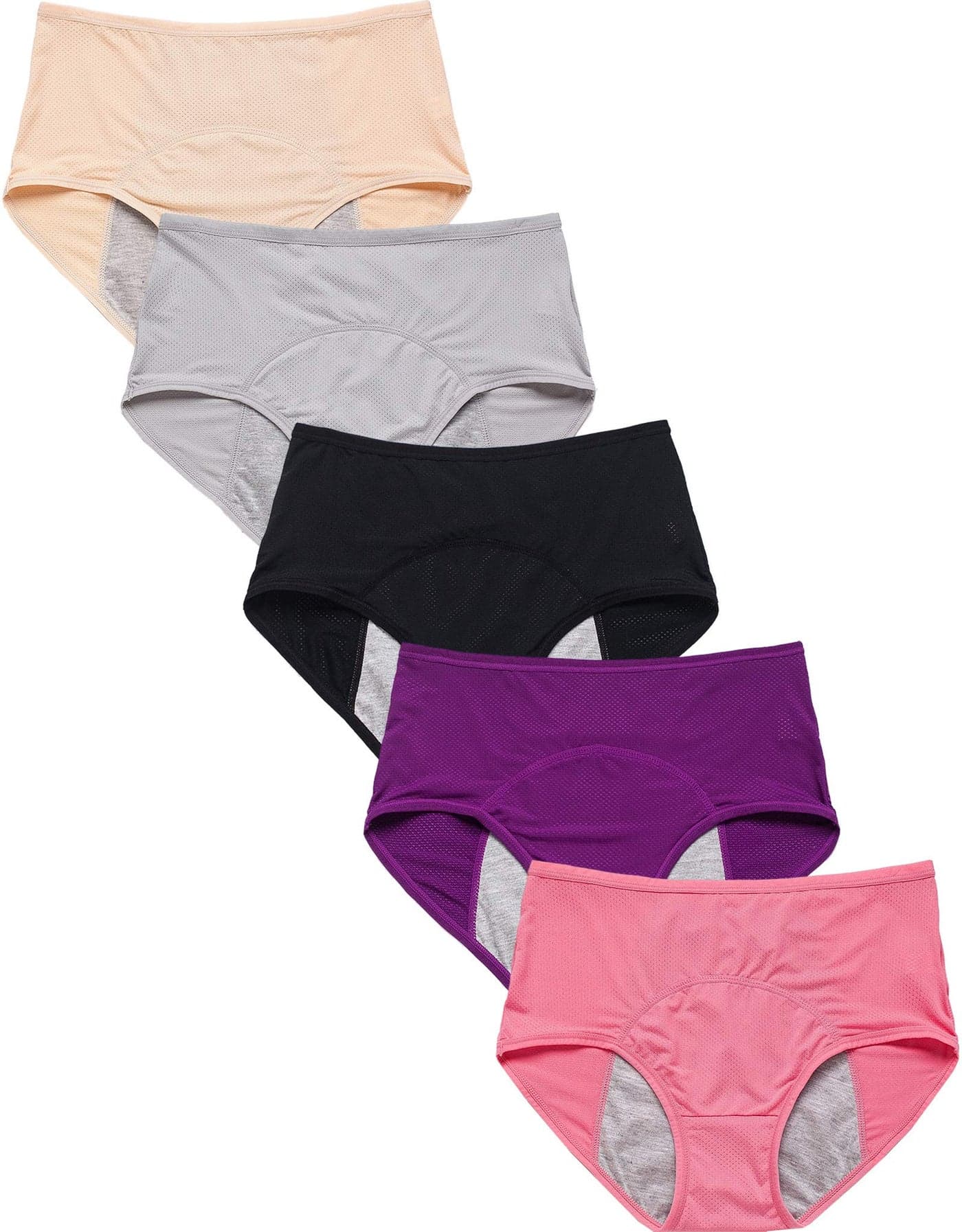 WBEAUTALLOVE Womens Mesh Period Panties High Waisted Menstrual Leak Proof Underwear Incontinence Protective BriefsH451Large