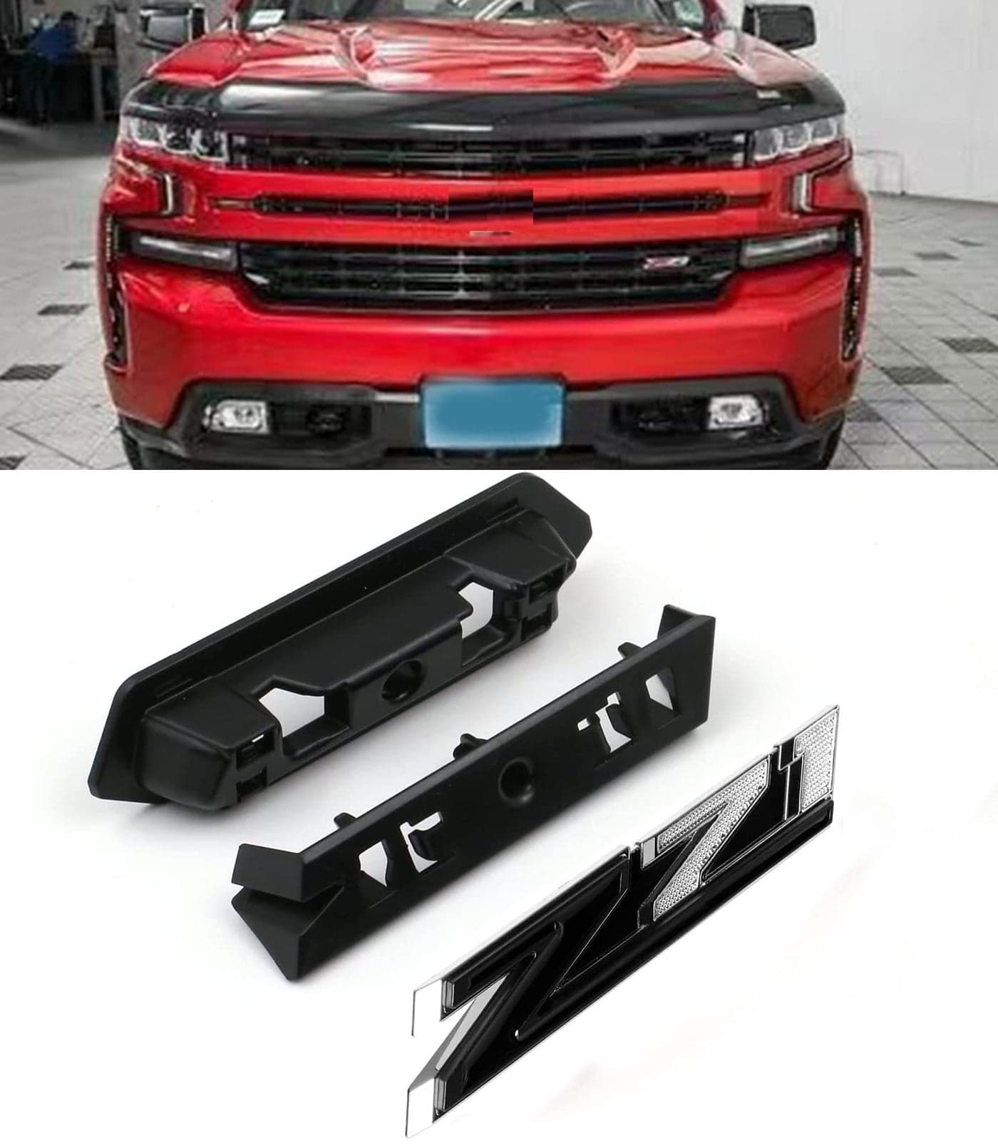 1 OEM Grille Z71 Front Emblem 3D Badge Compatible with 20192025 Silverado Tahoe Suburban RST 1500 HD 2500 HD 3500HD 84384428 Chrome Black