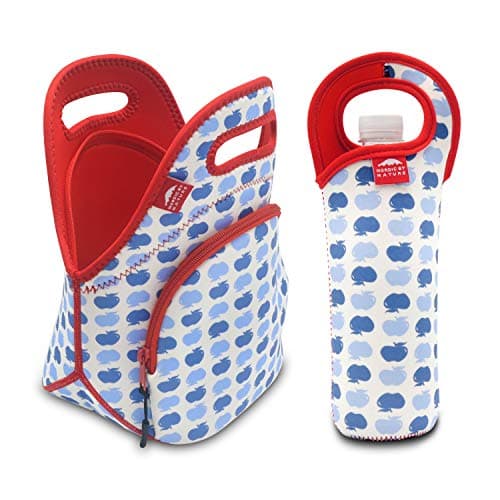 Nordic By Nature Neoprene Lunch Bag For Women, Men & Kids Extra Thick Insulated Neoprene Lunch Tote With Water Bottle Sleeve Durable Reusable Machine Washable Extra Pocket YKK Zippers (Turquoise)