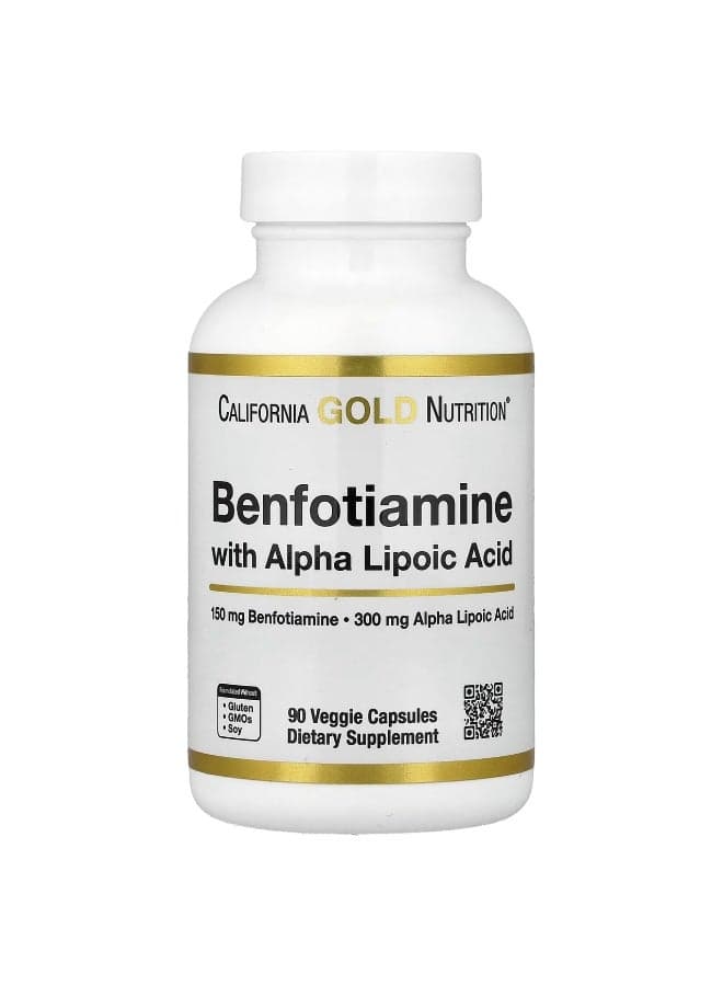California Gold Nutrition, Benfotiamine + Alpha Lipoic Acid and L-Leucine, 90 Veggie Capsules