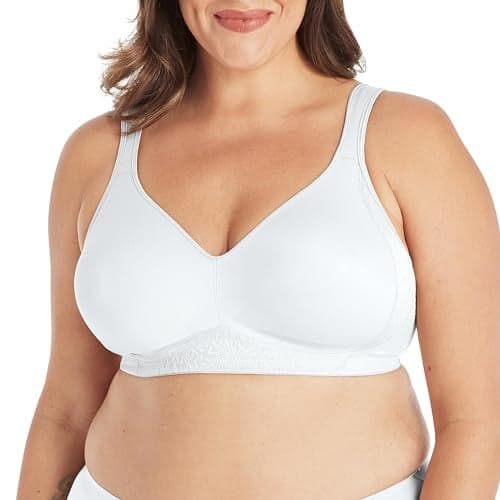 PLAYTEX Womens 18 Hour Side & Back Smoothing Wireless Bra, Cool Comfort Wire-free Single Or 2-pack Bras, White, 36C US