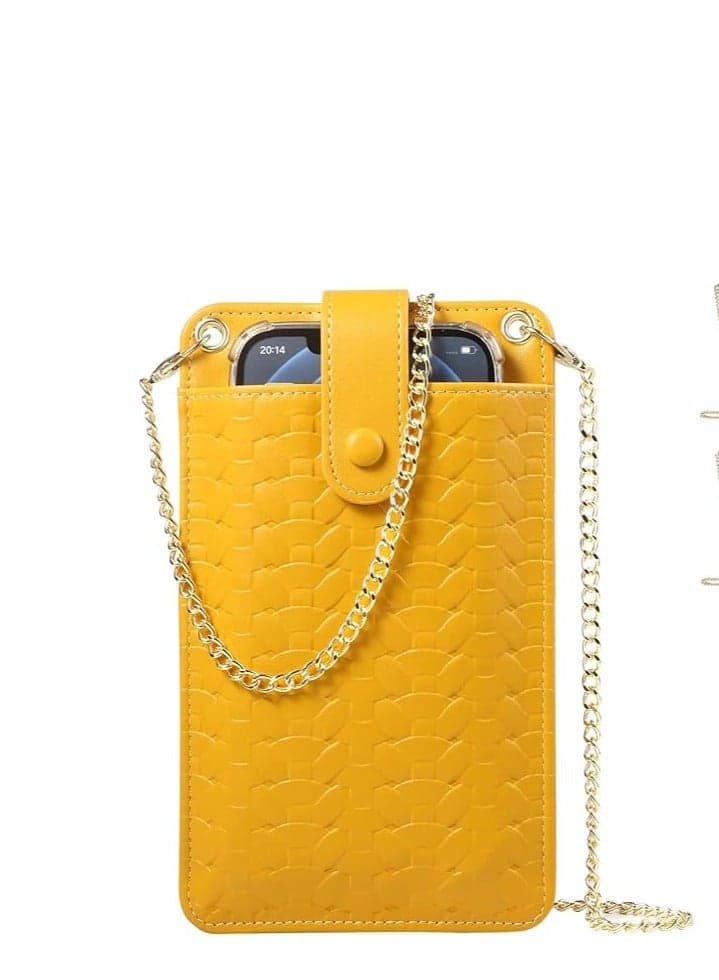 Cell Phone Purse, Small Crossbody Phone Bag, Lightweight Mini Shoulder Bag Cell Phone Wallet, Cell Phone Holster with Card Slot, Phone Pouch Suitable for Many Types of Mobile Phones (Yellow)