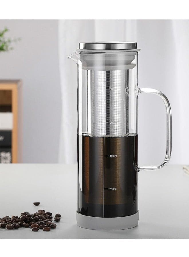 Cold Brew Coffee Maker Borosilicate Glass & Iced Tea Maker with 304 Stainless Steel Filter, Tea Infuser Ice Cold Brew Pitcher Kitchen 800mL
