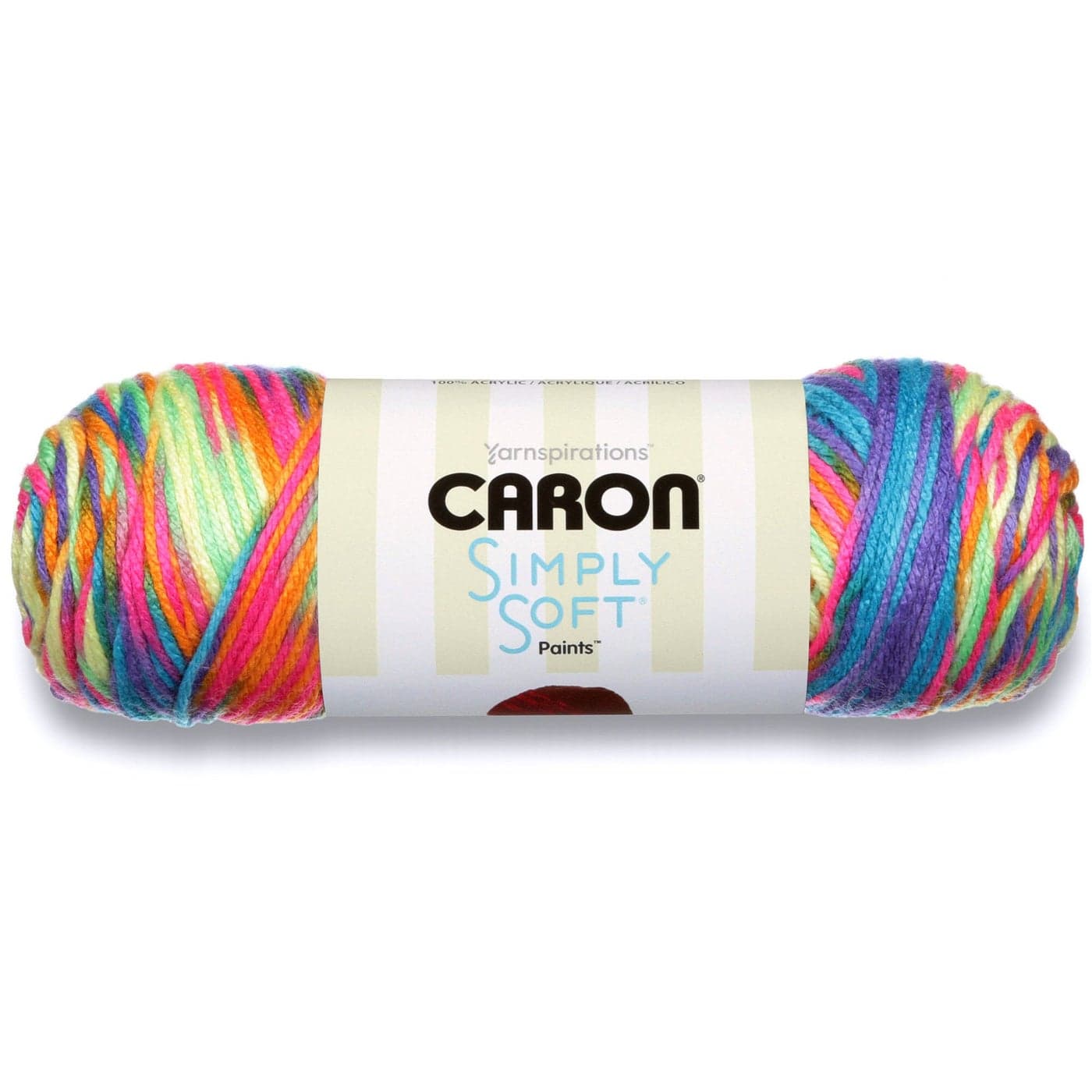 Caron Simply Soft Paints Yarn 4 Medium Worsted Gauge 100 Acrylic 5oz Rainbow Bright Machine Wash Dry