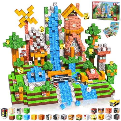 Annexfun Magnetic Blocks 150PCS Magnetic Building Blocks Road Forest Magnetic Cubes STEM Toys for Montessori Toddler Birthday Gifts STEM Sensory Construction Toys for Kids Ages 3 for Boy Girl